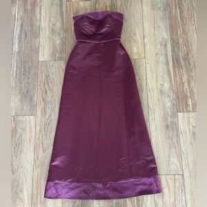 Bill Levkoff Strapless eggplant/plum purple Satin Bridesmaid Gown size 4